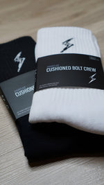 Load image into Gallery viewer, Shurtlive Cushioned Bolt Crew Socks-White
