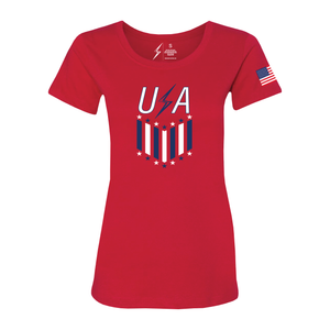 Women’s Stars & Stripes Team USA Tee-Red/Navy/White