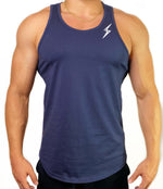 Load image into Gallery viewer, Curved Hem Bolt Tank Top-Navy/White

