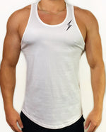 Load image into Gallery viewer, Curved Hem Bolt Tank Top-White/Black
