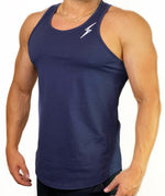 Load image into Gallery viewer, Curved Hem Bolt Tank Top-Navy/White
