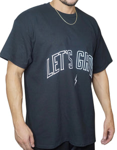 Oversized Let's Grow Arc Tee-Black/White