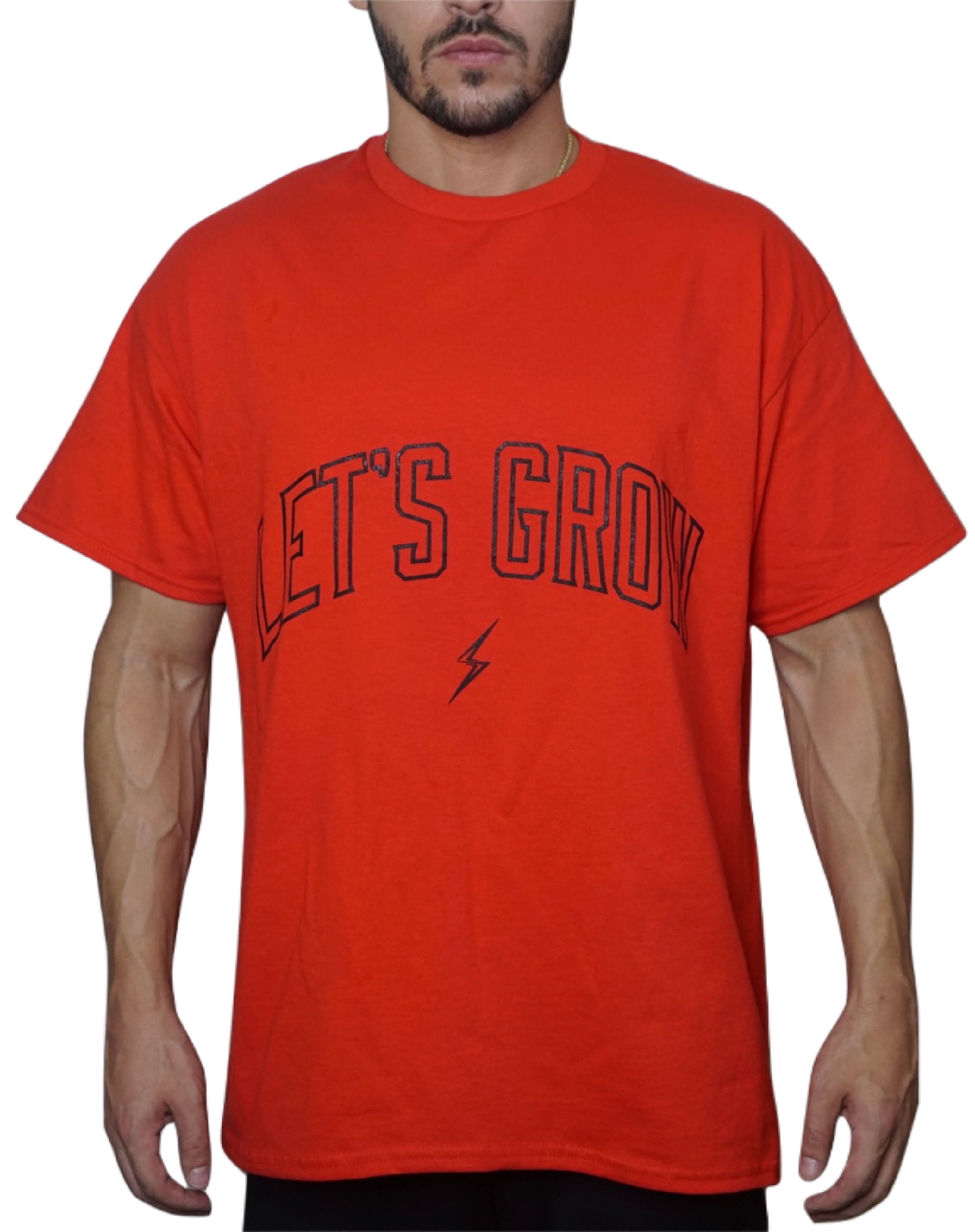 Oversized Let's Grow Arc Tee-Red/Black