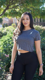 Load image into Gallery viewer, Shurtlive Bolt Crop Tee-Charcoal Grey
