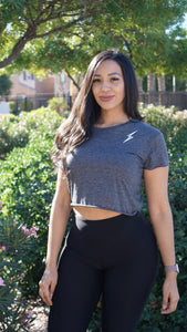 Shurtlive Bolt Crop Tee-Charcoal Grey