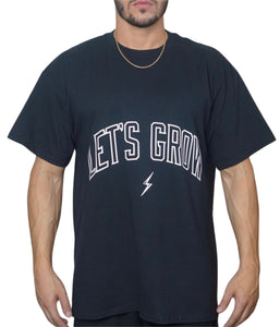 Oversized Let's Grow Arc Tee-Black/White