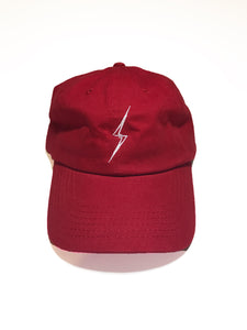 Classic Bolt Dad Hat-Cranberry Red/White