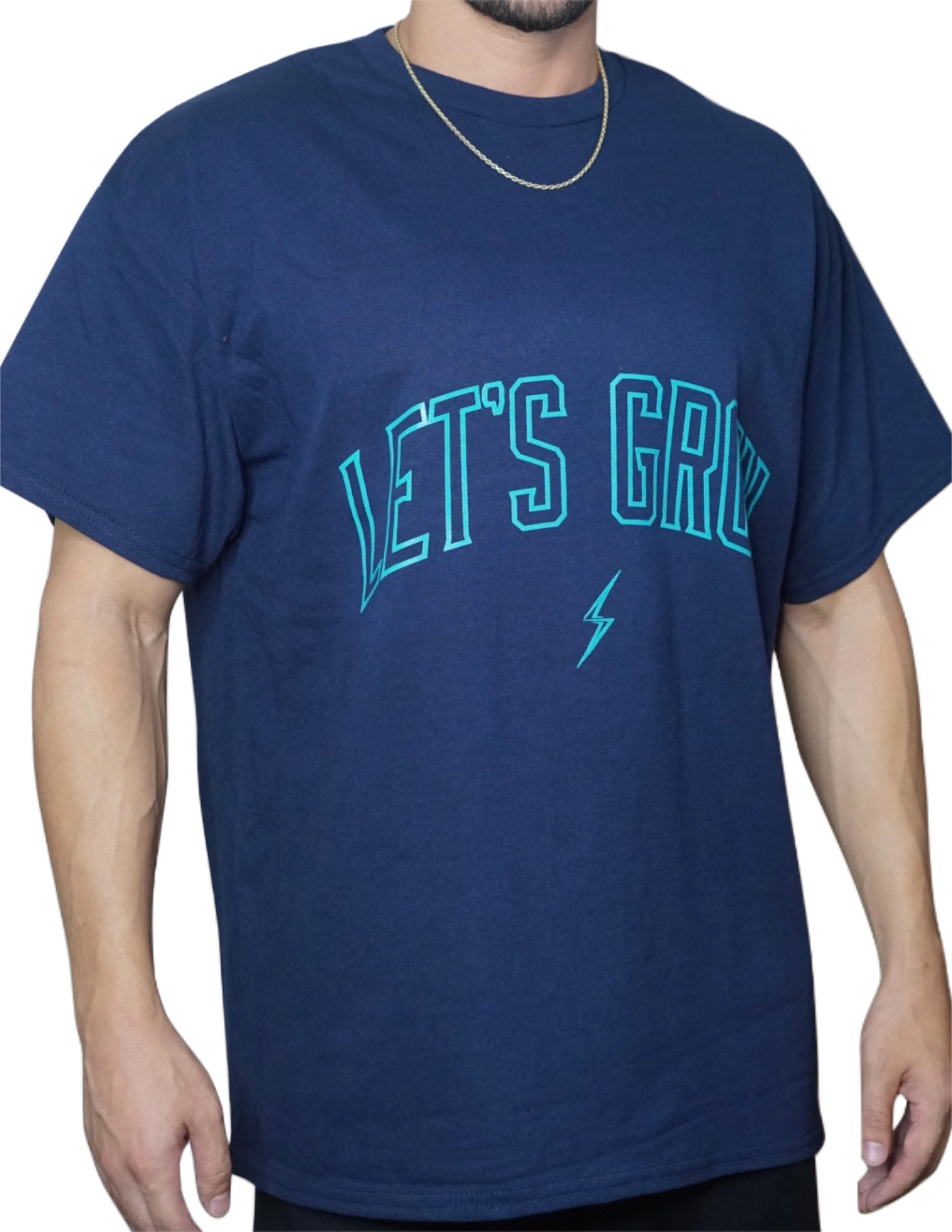 Let's Grow Arc Tee-Navy/Teal