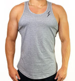 Load image into Gallery viewer, Curved Hem Bolt Tank Top-Heather Grey/Black
