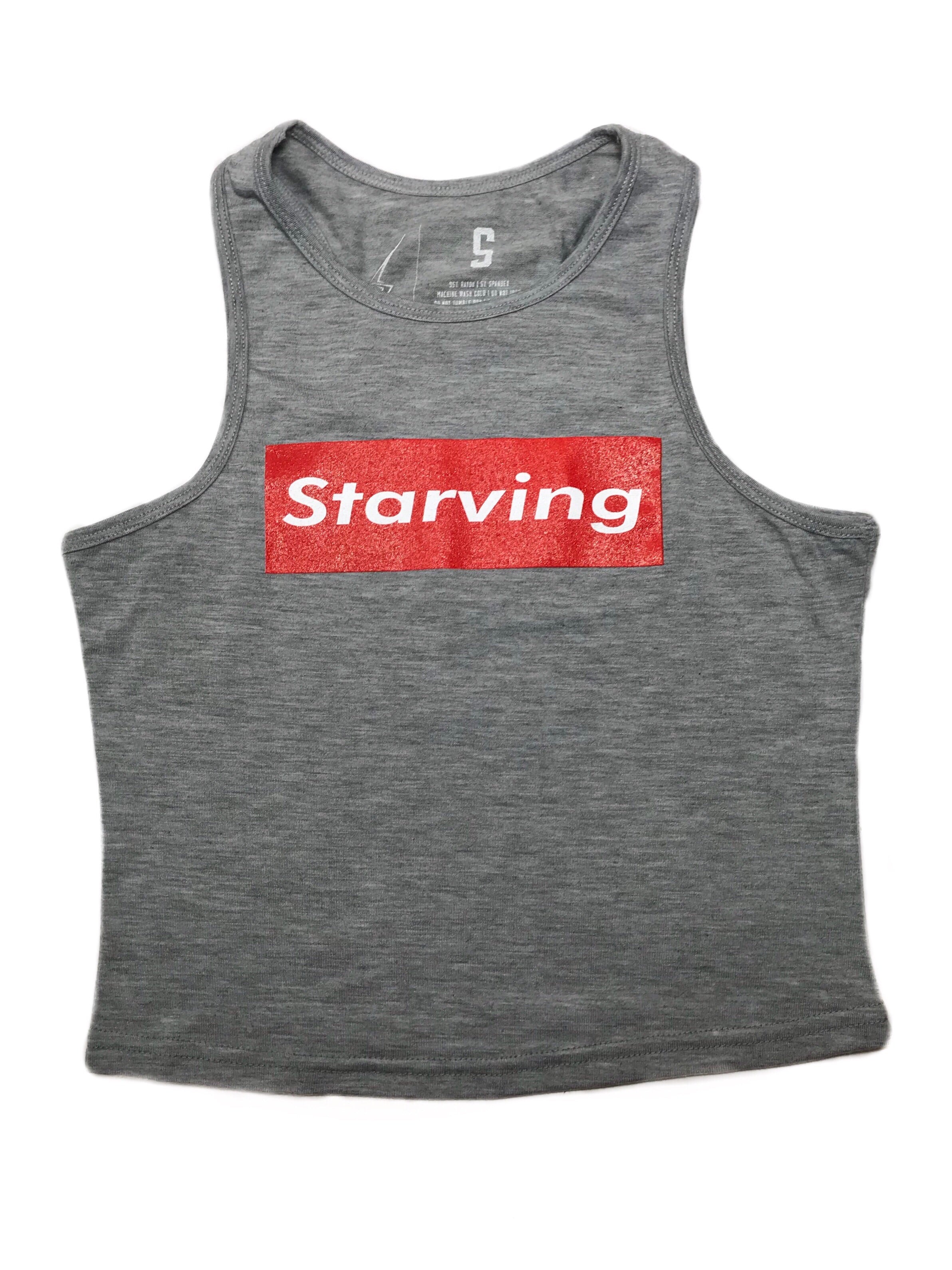 Starving Crop Top-Heather Grey