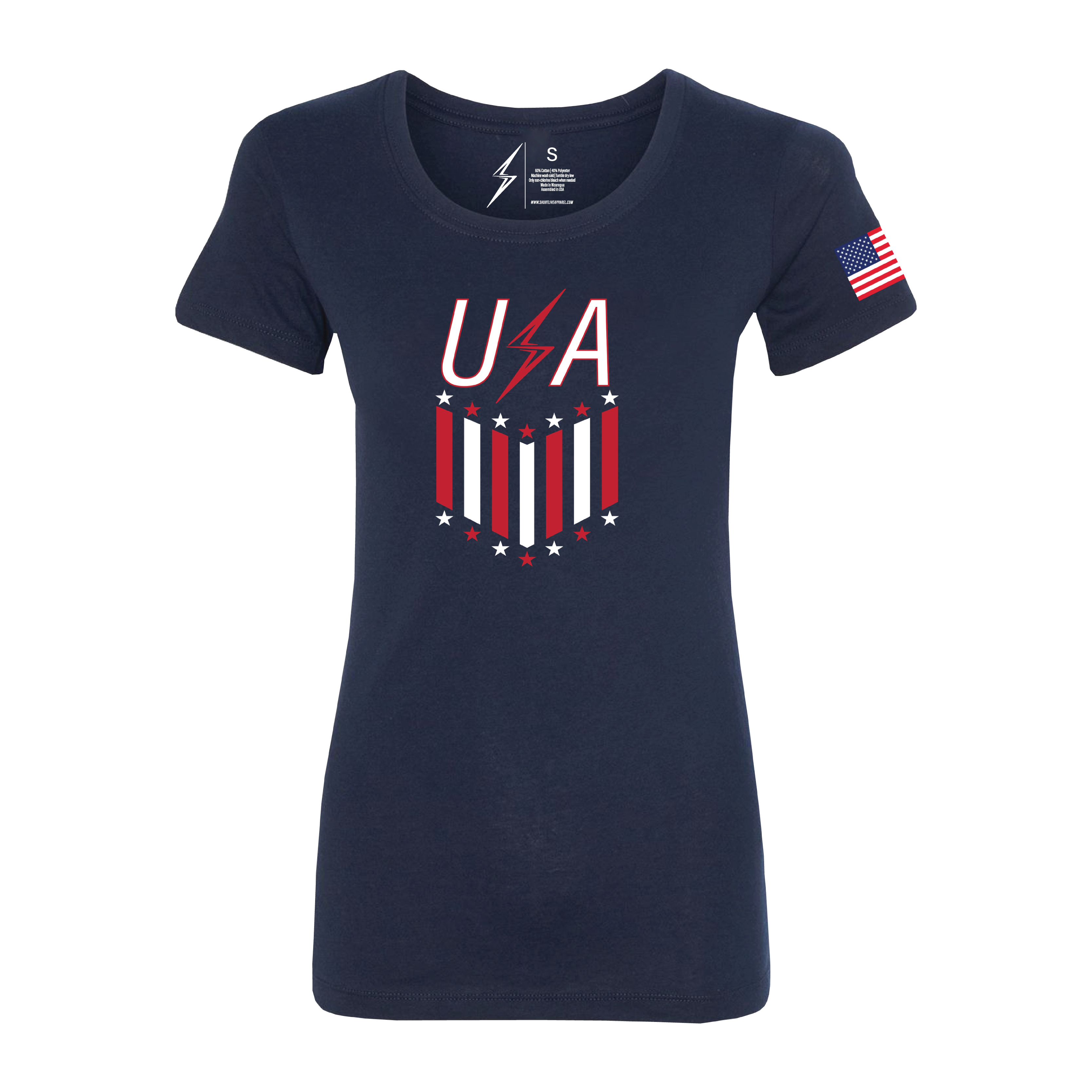 Women’s Stars & Stripes Team USA Tee-Navy/Red/White