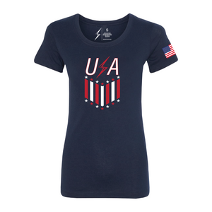 Women’s Stars & Stripes Team USA Tee-Navy/Red/White