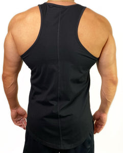 Curved Hem Bolt Tank Top-Black/White