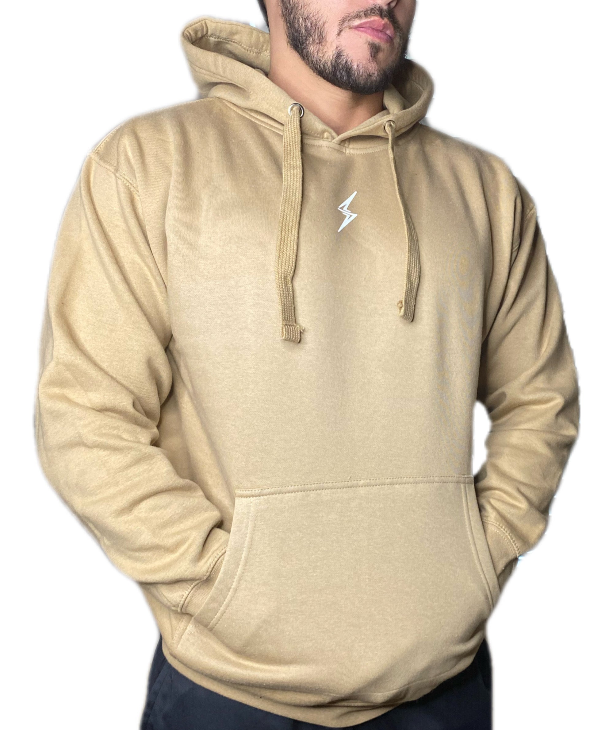 Pro Fleece Hoodie-Sandstone/White