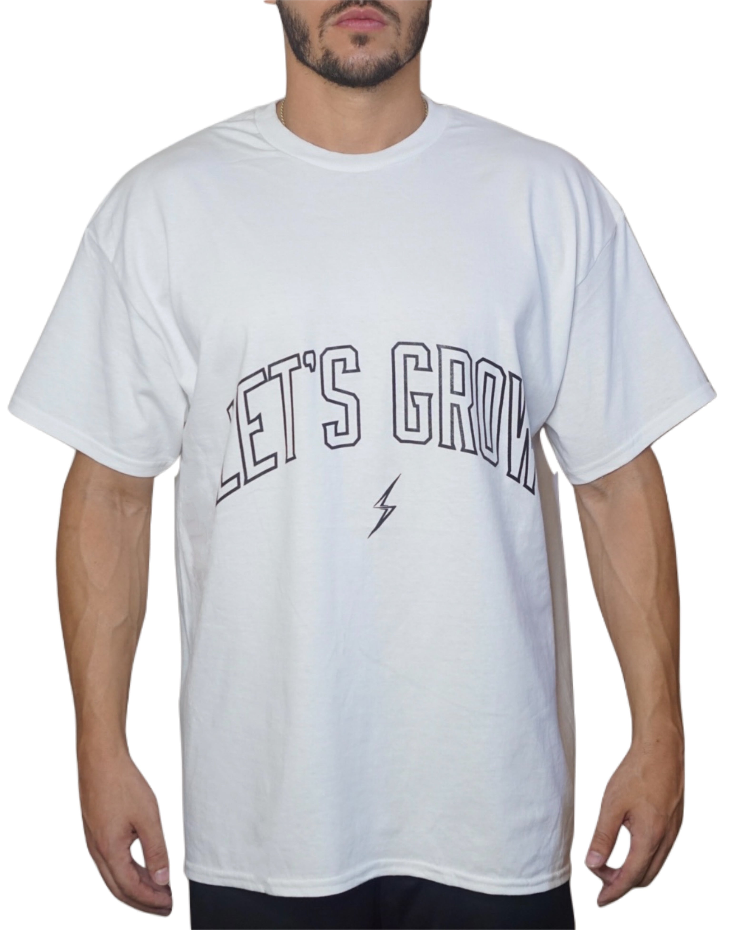 Oversized Let's Grow Arc Tee-White/Black