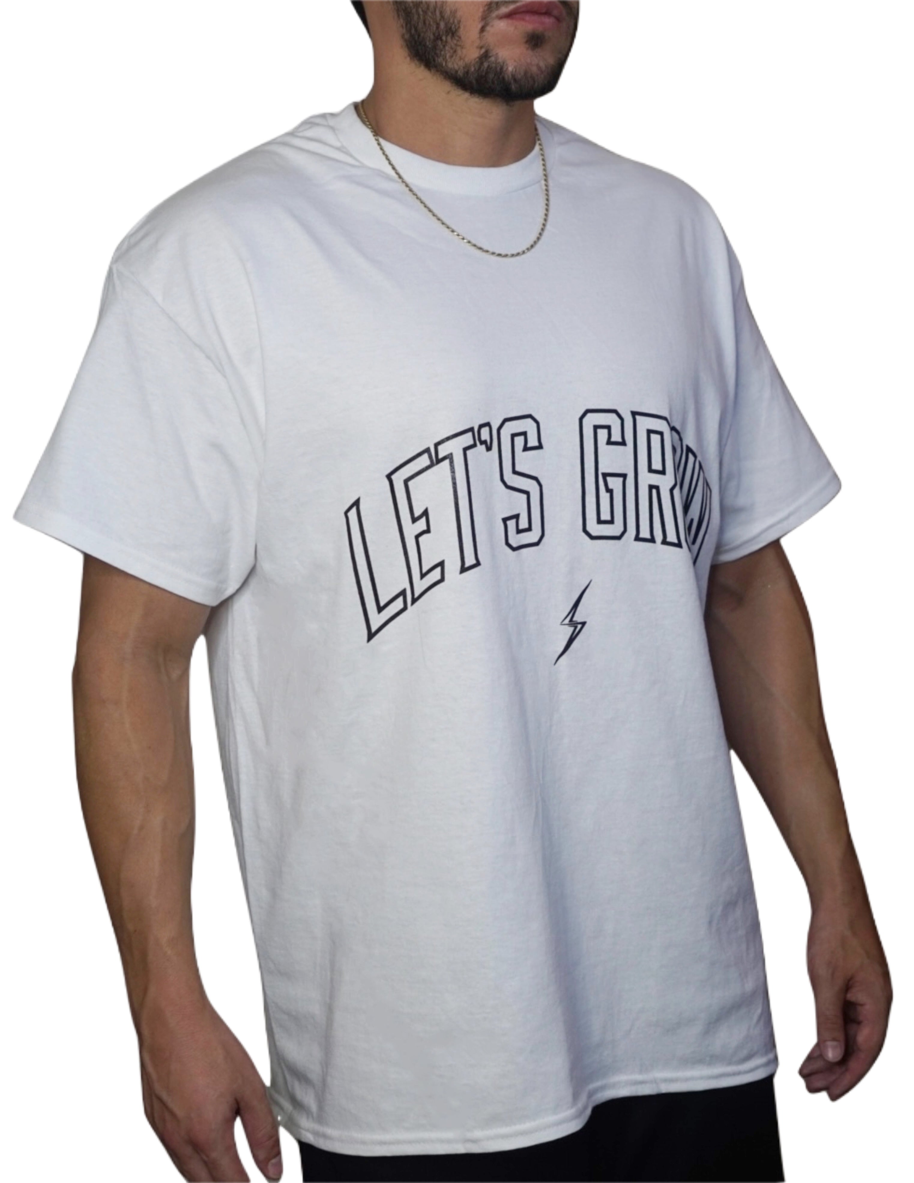 Oversized Let's Grow Arc Tee-White/Black