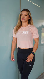 Load image into Gallery viewer, Let&#39;s Grow Outline Crop Top-Heather Peach/White
