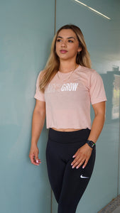 Let's Grow Outline Crop Top-Heather Peach/White