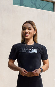 Let's Grow Outline Crop Top-Black/White