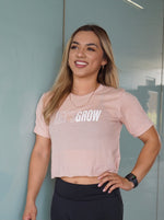 Load image into Gallery viewer, Let&#39;s Grow Outline Crop Top-Heather Peach/White
