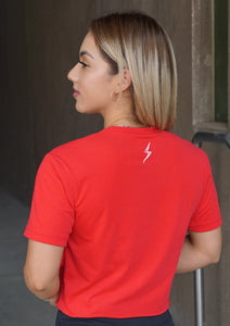 Let's Grow Outline Crop Top-Red/White
