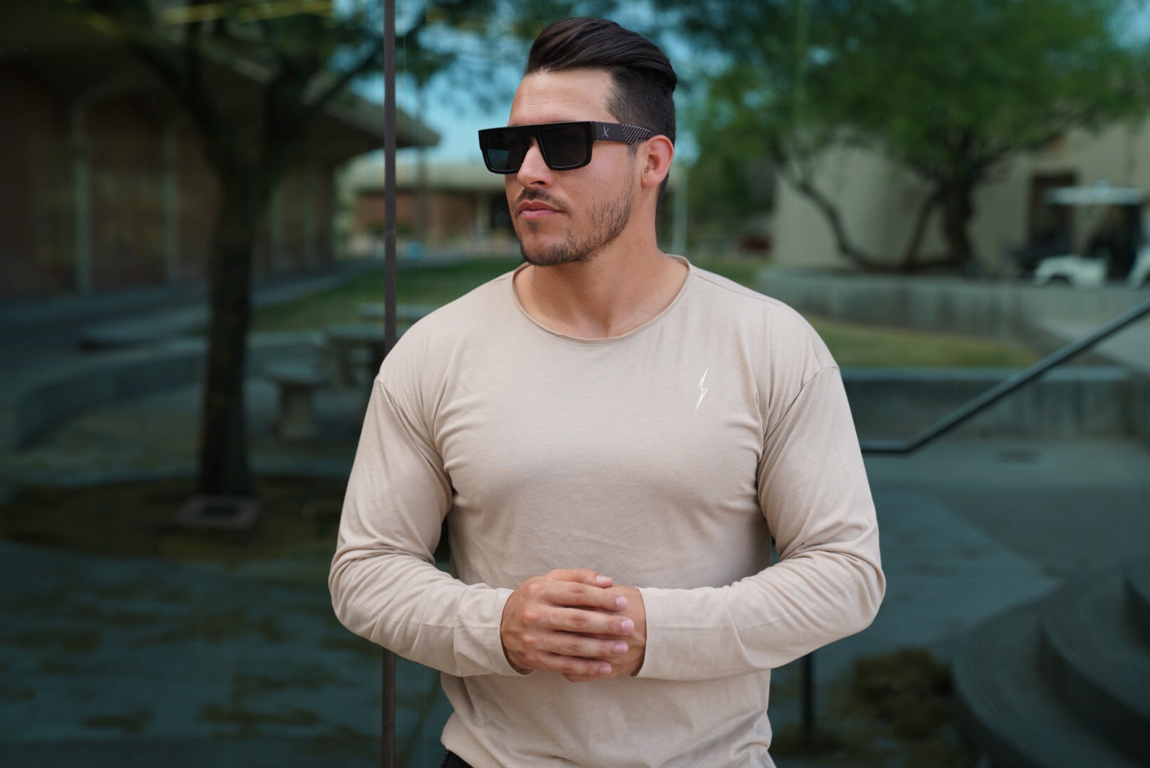 Unisex Tri-blend Long Sleeve-Tan